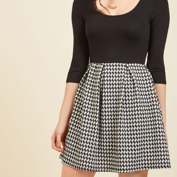 Modcloth Bistro Tasting Twofer Black White Dress S - Picture 3 of 5